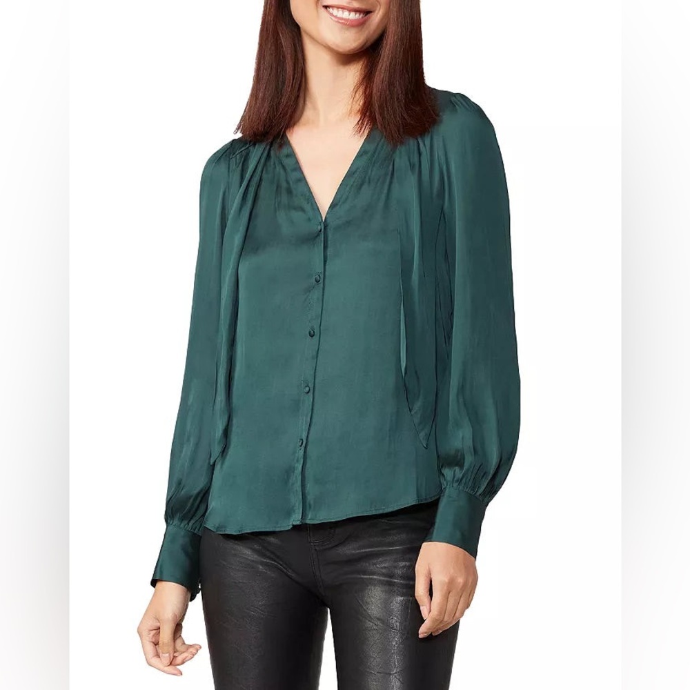 CLEOBELLE DARK SPRUCE BLOUSE - Picture 1 of 9